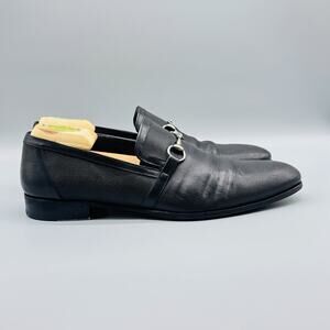 Mezlan Shoes Mens 11.5 Black Leather Horseit Loafers Slip On Dress Formal Italy